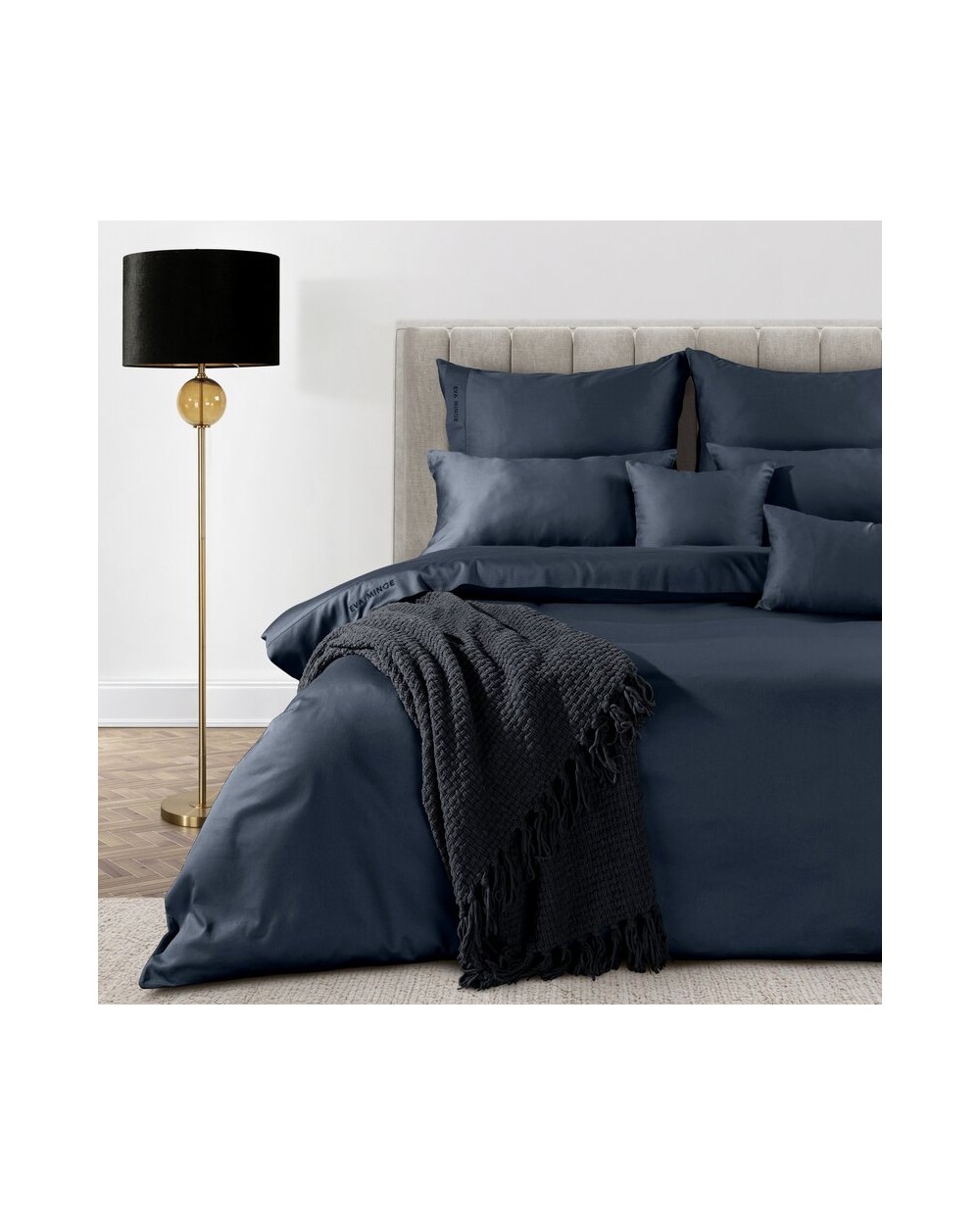Pościel makosatyna 140x200 + 1x70x80cm Elegant 1F granatowa Eurofirany