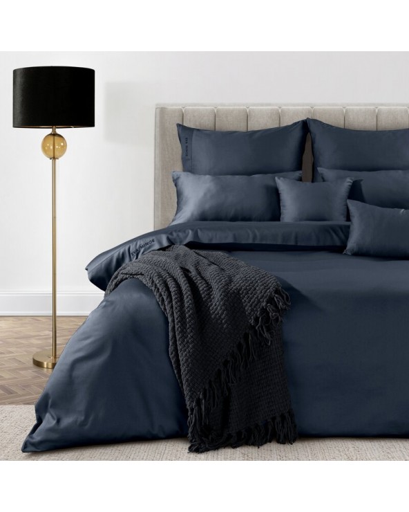 Pościel makosatyna 200x220 + 2x70x80cm Elegant 1F granatowa Eurofirany