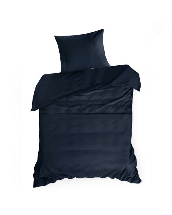 Pościel makosatyna 200x220 + 2x70x80cm Elegant 1F granatowa Eurofirany