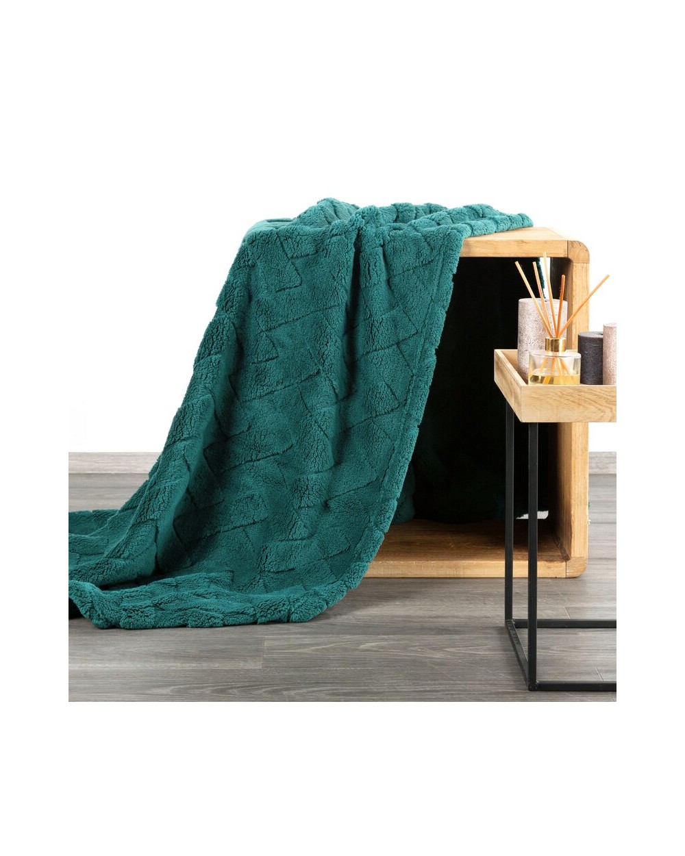 Koc pluszowy 150x200 Caro ciemnozielony Eurofirany Koc pluszowy 150x200 Caro ciemnozielony Eurofirany