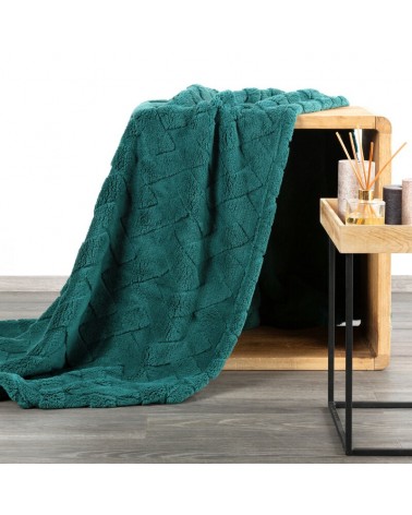 Koc pluszowy 150x200 Caro ciemnozielony Eurofirany