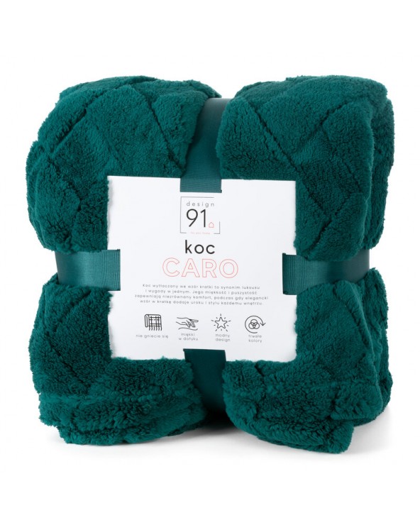 Koc pluszowy 170x210 Caro ciemnozielony Eurofirany Koc pluszowy 170x210 Caro ciemnozielony Eurofirany