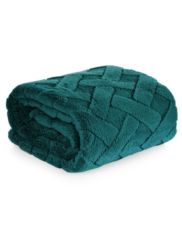 Koc pluszowy 170x210 Caro ciemnozielony Eurofirany Koc pluszowy 170x210 Caro ciemnozielony Eurofirany