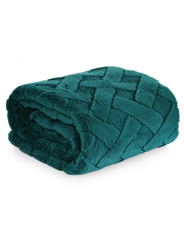 Koc pluszowy 170x210 Caro ciemnozielony Eurofirany