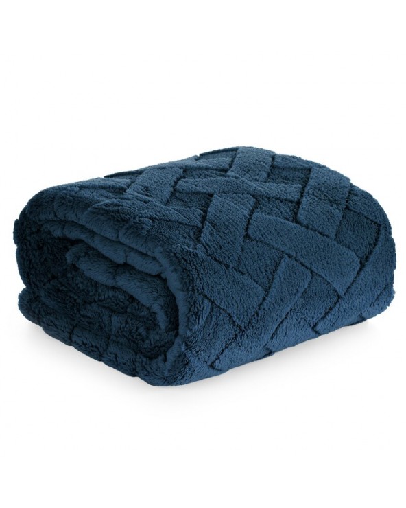 Koc pluszowy 170x210 Caro granatowy Eurofirany Koc pluszowy 170x210 Caro granatowy Eurofirany