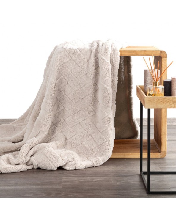 Koc pluszowy 200x220 Caro beżowy Eurofirany