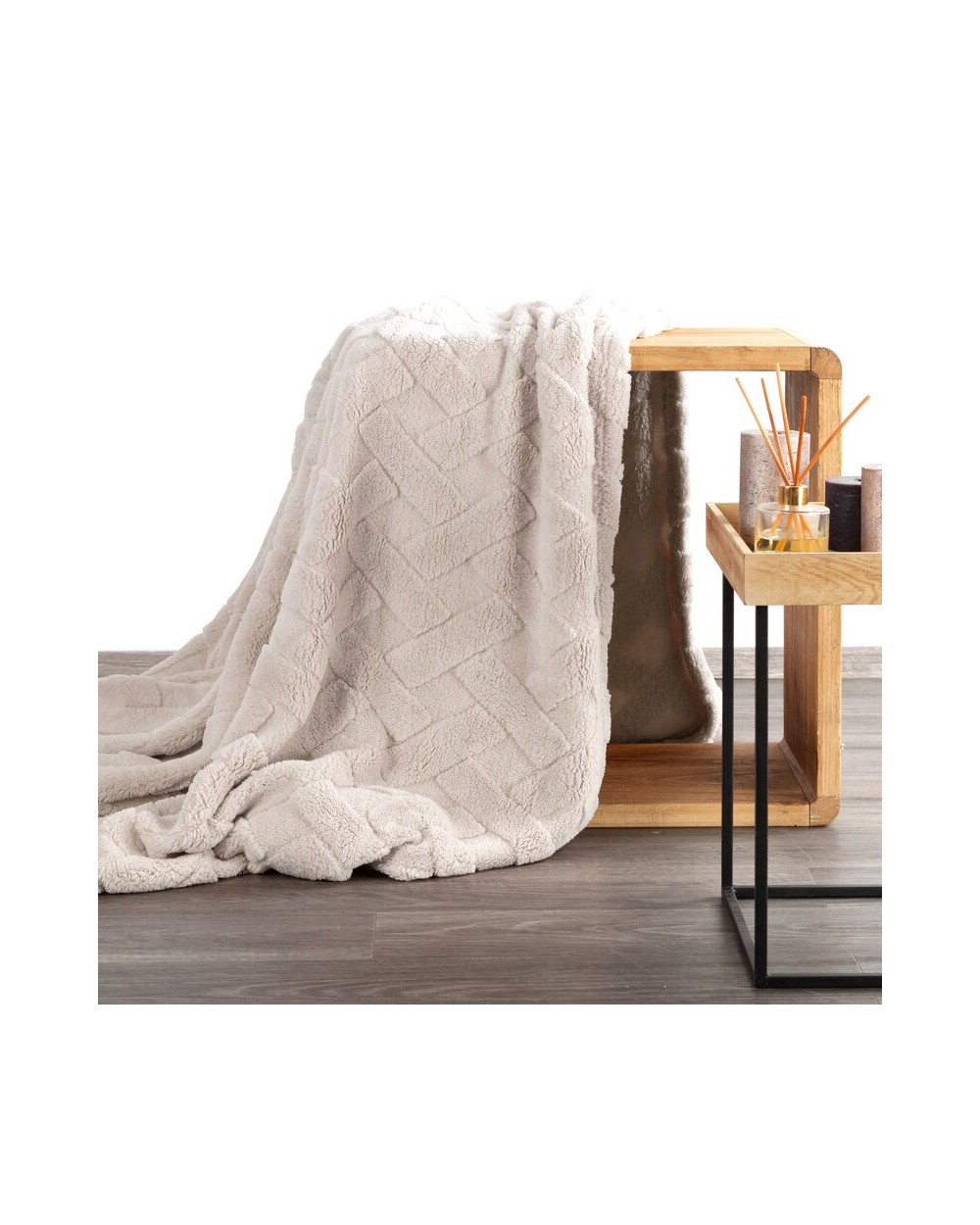 Koc pluszowy 200x220 Caro beżowy Eurofirany Koc pluszowy 200x220 Caro beżowy Eurofirany