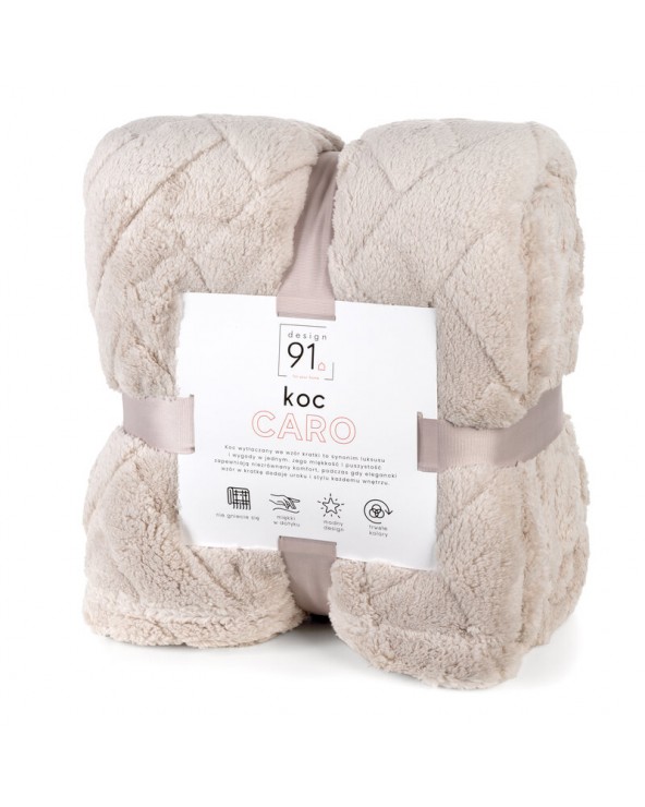 Koc pluszowy 200x220 Caro beżowy Eurofirany Koc pluszowy 200x220 Caro beżowy Eurofirany