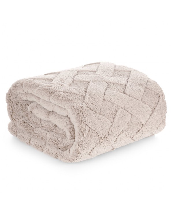 Koc pluszowy 200x220 Caro beżowy Eurofirany Koc pluszowy 200x220 Caro beżowy Eurofirany