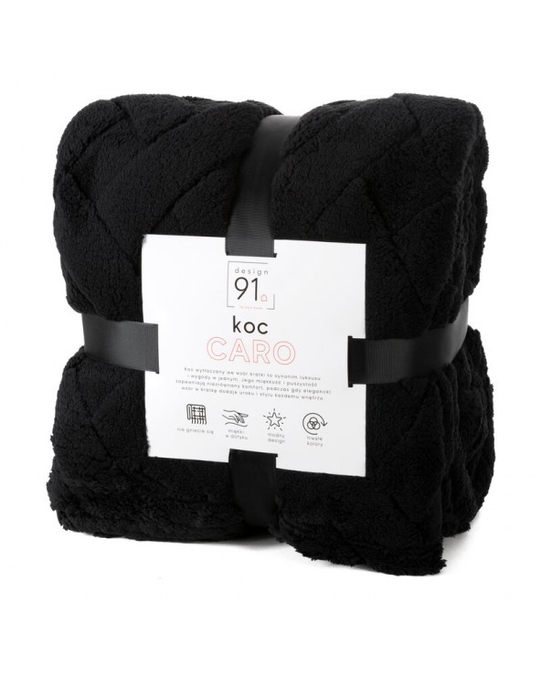 Koc pluszowy 200x220 Caro czarny Eurofirany Koc pluszowy 200x220 Caro czarny Eurofirany