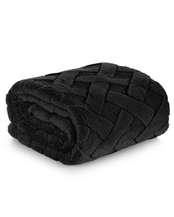 Koc pluszowy 200x220 Caro czarny Eurofirany Koc pluszowy 200x220 Caro czarny Eurofirany