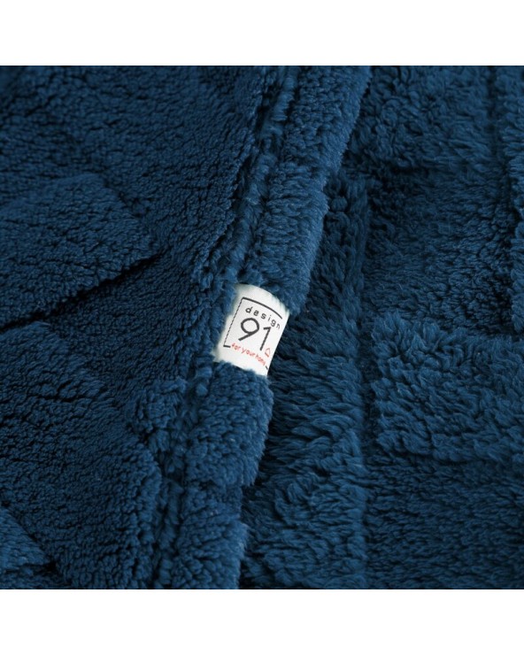 Koc pluszowy 200x220 Caro granatowy Eurofirany