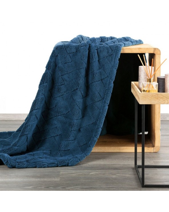 Koc pluszowy 70x160 Caro granatowy Eurofirany