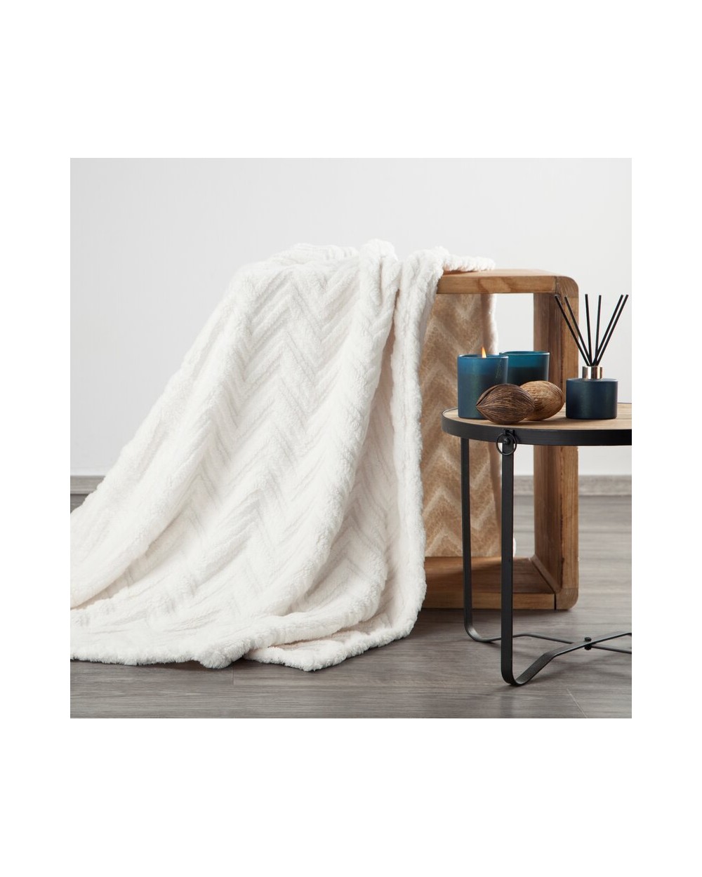 Koc pluszowy 200x220 Jodła kremowy Eurofirany