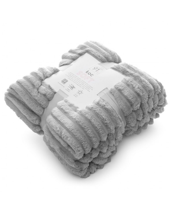 Koc pluszowy 200x220 Soft srebrny Eurofirany Koc pluszowy 200x220 Soft srebrny Eurofirany