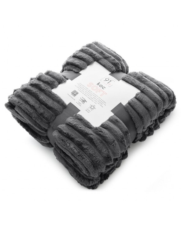 Koc pluszowy 200x220 Soft stalowy Eurofirany Koc pluszowy 200x220 Soft stalowy Eurofirany