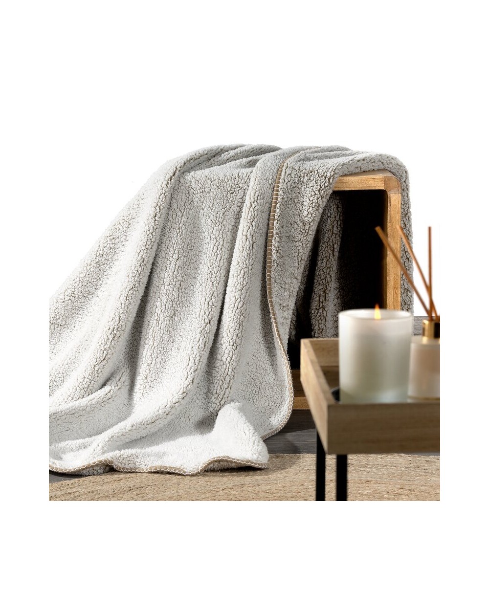 Koc sherpa baranek 170x210 Koala beżowy/biały Eurofirany