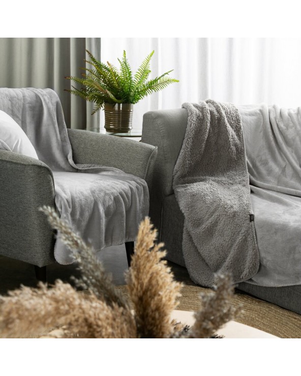 Koc sherpa baranek 200x220 Tedy srebrny Eurofirany