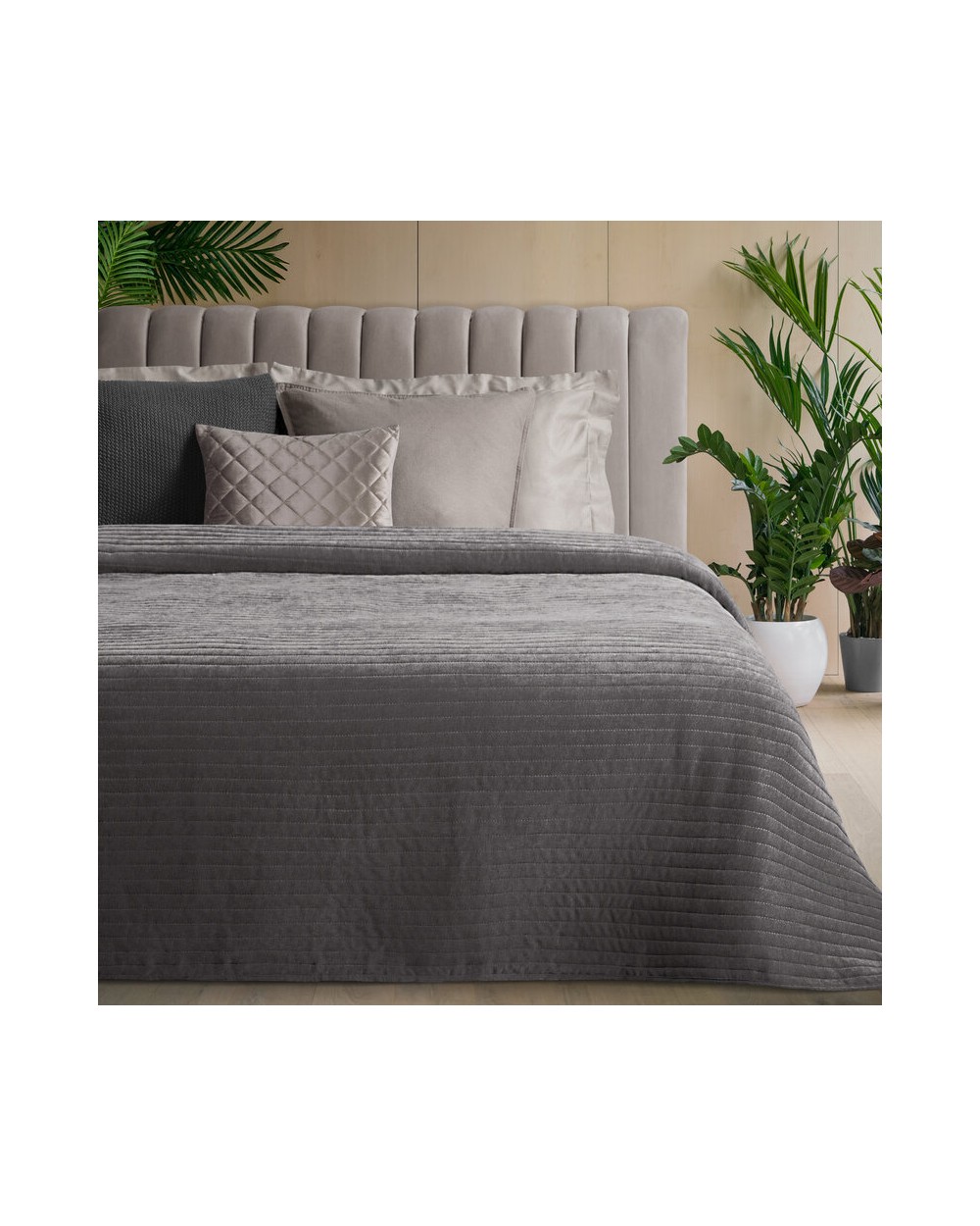 Narzuta velvet 220x240 Glori stalowa Eurofirany