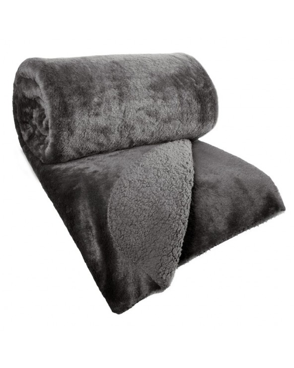 Narzuta pluszowa sherpa 170x210 Nina stalowa Eurofirany