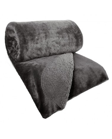 Narzuta pluszowa sherpa 170x210 Nina stalowa Eurofirany