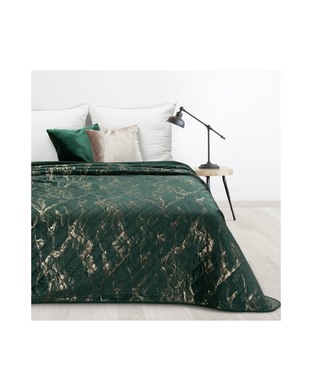 Narzuta velvet 170x210 Luiz 6 ciemnozielona/złota Eurofirany