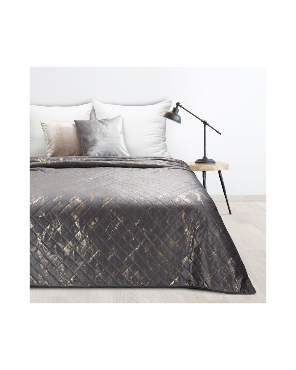 Narzuta velvet 170x210 Luiz 6 stalowa/złota Eurofirany Narzuta velvet 170x210 Luiz 6 stalowa/złota Eurofirany