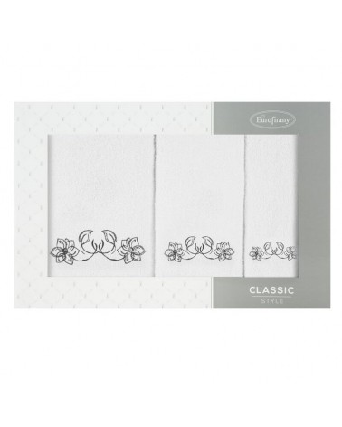 Ręcznik bawełna 30x50 + 50x90 + 70x140 Lila kpl 3 szt biały/czarny Eurofirany