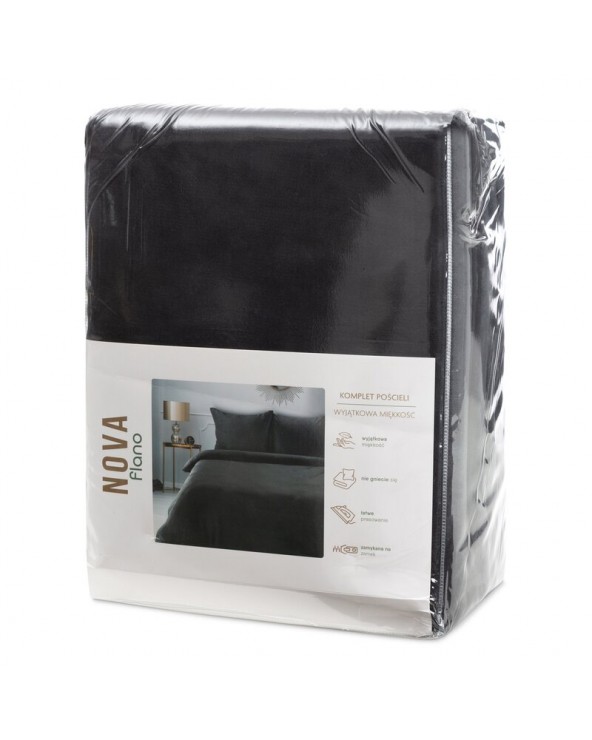 Pościel polarowa 200x220 + 2x70x80 Flano 2 czarna Eurofirany
