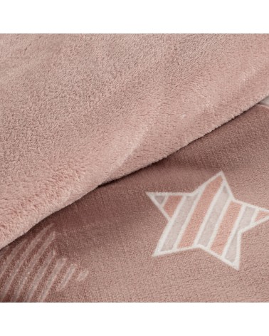 Pościel polarowa 200x220 + 2x70x80 Flano 4 różowa/biała Eurofirany