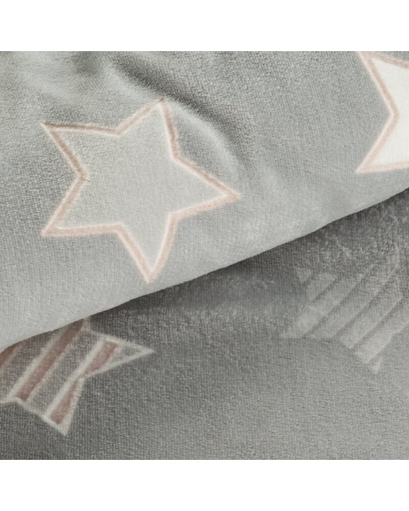 Pościel polarowa 200x220 + 2x70x80 Flano 4 srebrna/biała Eurofirany