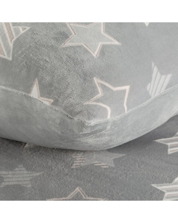 Pościel polarowa 200x220 + 2x70x80 Flano 4 srebrna/biała Eurofirany