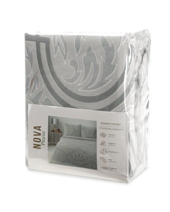Pościel polarowa 200x220 + 2x70x80 Flano 5 srebrna/stalowa Eurofirany