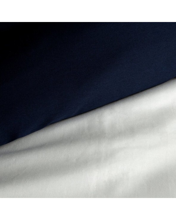Pościel satyna bawełniana 200x220 + 2x70x80 Lunara biała/granatowa Eurofirany