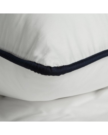 Pościel satyna bawełniana 200x220 + 2x70x80 Lunara biała/granatowa Eurofirany