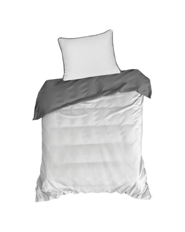 Pościel satyna bawełniana 200x220 + 2x70x80 Lunara biała/stalowa Eurofirany