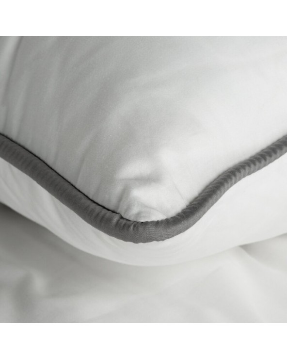 Pościel satyna bawełniana 200x220 + 2x70x80 Lunara biała/stalowa Eurofirany