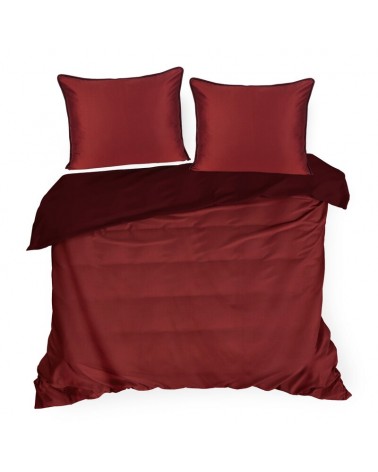 Pościel satyna bawełniana 160x200 + 2x70x80 Lunara bordowa/marsala Eurofirany