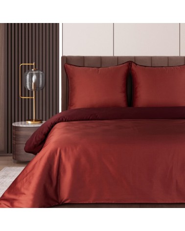 Pościel satyna bawełniana 200x220 + 2x70x80 Lunara bordowa/marsala Eurofirany
