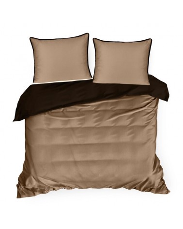 Pościel satyna bawełniana 160x200 + 2x70x80 Lunara brązowa/jasnobrązowa Eurofirany