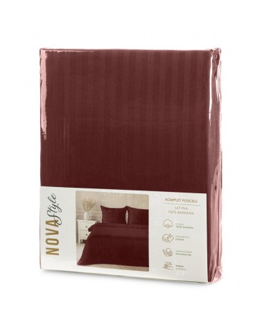 Pościel adamaszek 200x220 + 2x70x80 Vera burgundowa Eurofirany