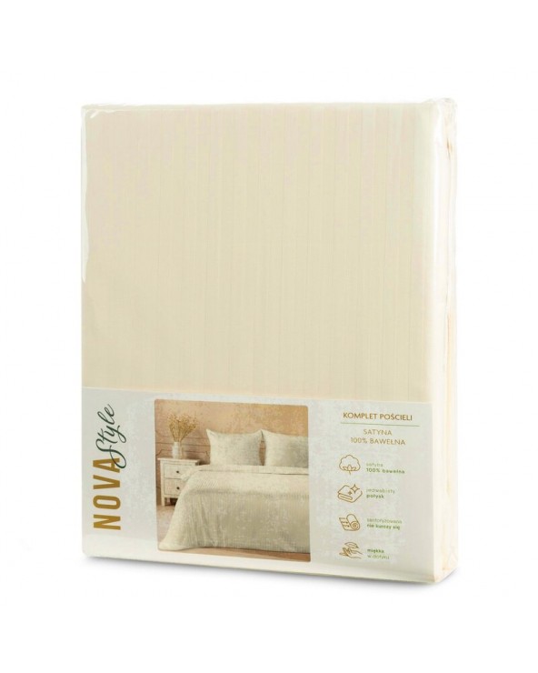 Pościel adamaszek 200x220 + 2x70x80 Vera kremowa Eurofirany
