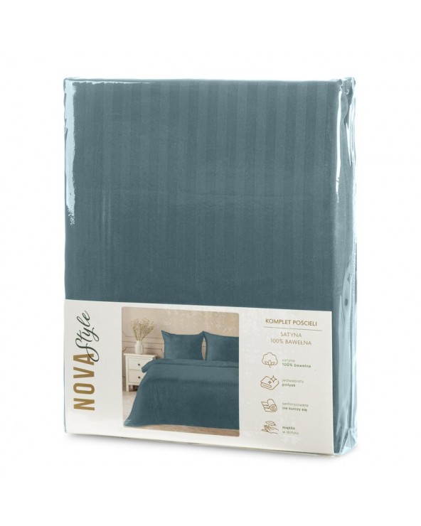 Pościel adamaszek 140x200 + 1x70x80 Vera morska Eurofirany