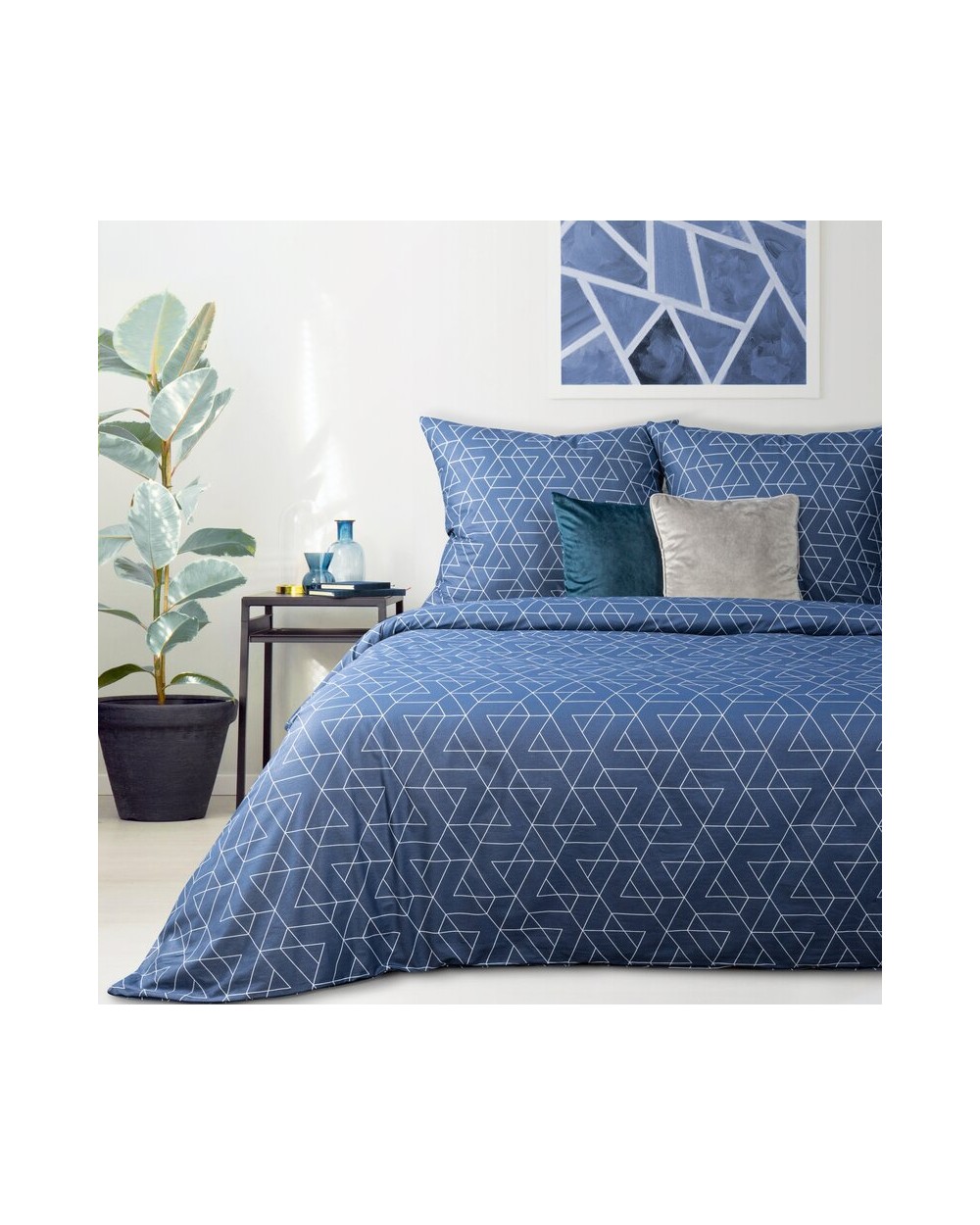 Pościel bawełna 200x220 + 2x70x80 Ada 4D granatowa Eurofirany