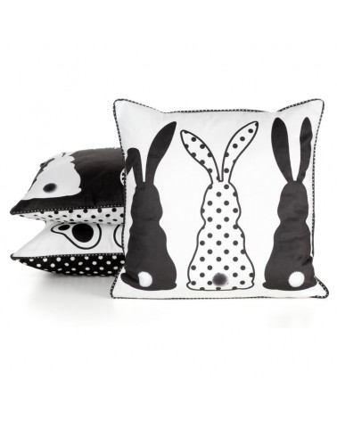 Poszewka wielkanocna 45x45 Wiosna 4 czarna/biała Eurofirany