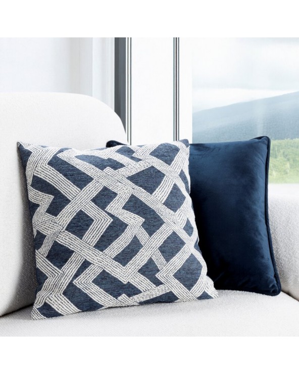 Poszewka szenil 43x43 Dalia kremowa/niebieska Eurofirany