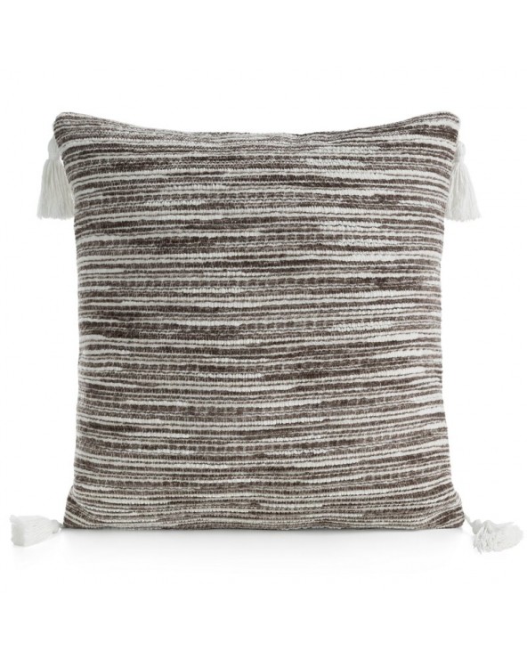 Poszewka szenil z frędzlami 45x45 Enid ciemnobeżowa Eurofirany