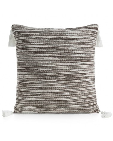 Poszewka szenil z frędzlami 45x45 Enid ciemnobeżowa Eurofirany