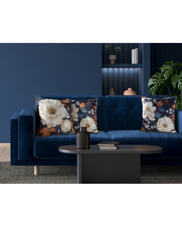 Poszewka velvet 45x45 Fiora 1 granatowa/beżowa Eurofirany