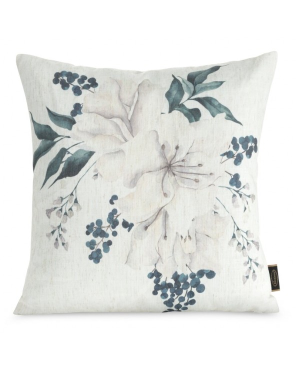 Poszewka płócienna 45x45 Len 52 beżowa/zielona Eurofirany